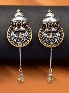 Voylla Silver-Toned Gullak Coin Chain Dangler Earrings