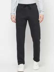 Octave Men Charcoal Solid Cotton Track Pants
