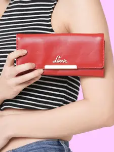 Lavie Women Red Solid BIMET PRO BIFOLD Long Wallet
