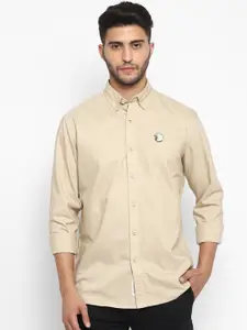 Royal Enfield Men Cotton Khaki Solid Casual Shirt