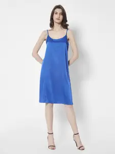 URBANIC Blue Solid A-Line Dress