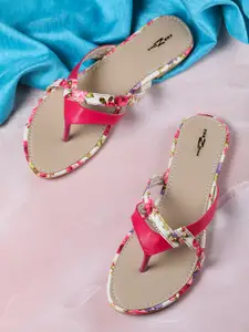 Shezone Women Pink Printed Open Toe Flats