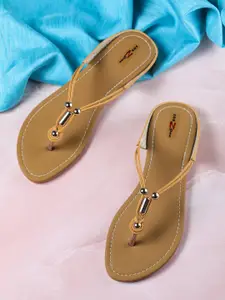 Shezone Women Beige Open Toe Flats