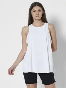 URBANIC Women White Solid Styled Back Top