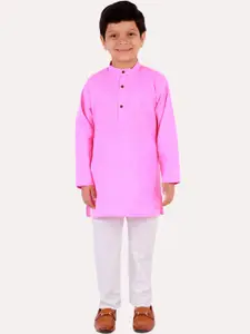 Superminis Boys Pink Regular Pure Cotton Kurta with Pyjamas