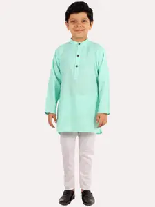 Superminis Boys Green Regular Pure Cotton Kurta with Pyjamas