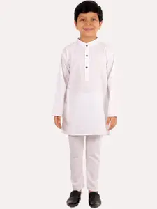 Superminis Boys White Regular Pure Cotton Kurta with Pyjamas