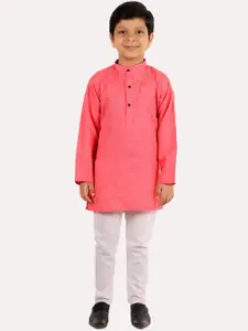 Superminis Boys Magenta Regular Pure Cotton Kurta with Pyjamas