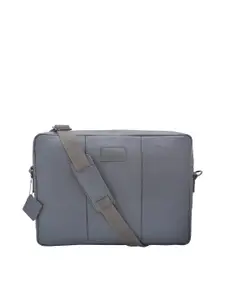 OLIVE MIST Unisex Grey Textured Genuine Leather Ostrich Print  Leather Laptop Bag
