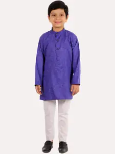 Superminis Boys Blue Regular Pure Cotton Kurta with Pyjamas