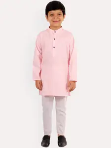 Superminis Boys Pink Regular Pure Cotton Kurta with Pyjamas