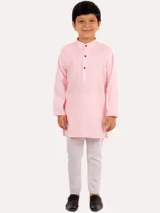 Superminis Boys Pink Regular Pure Cotton Kurta with Pyjamas