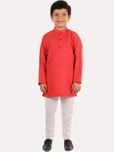 Superminis Boys Red Regular Pure Cotton Kurta with Pyjamas