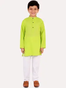 Superminis Boys Green Regular Pure Cotton Kurta with Pyjamas