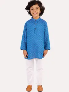 Superminis Boys Blue Regular Pure Cotton Kurta with Pyjamas