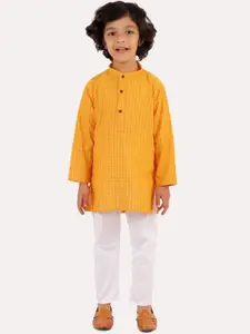 Superminis Boys Mustard Yellow Regular Pure Cotton Kurta with Pyjamas