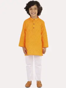 Superminis Boys Yellow Regular Pure Cotton Kurta with Pyjamas