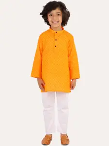 Superminis Boys Yellow Regular Pure Cotton Kurta with Pyjamas