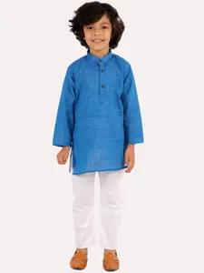 Superminis Boys Blue Regular Pure Cotton Kurta with Pyjamas