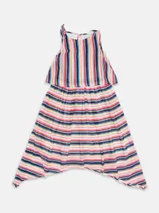 Pantaloons Junior Multicoloured Striped Georgette A-Line Dress