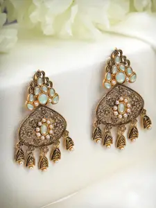 Priyaasi Gold-Toned Gold Plated Contemporary Drop Earrings