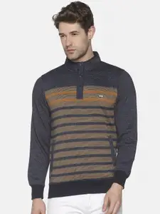SHOWOFF Men Navy Blue Striped Sweatshirt