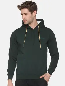 SHOWOFF Men Green Hooded Sweatshirt