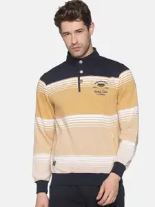 SHOWOFF Men Yellow Striped Sweatshirt