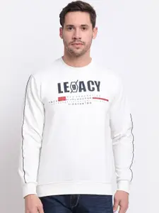 Cantabil Men Off White & Black Printed Sweatshirt