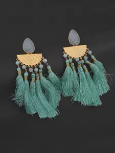 Tistabene Blue & Gold-Toned Gold-Plated Contemporary Drop Earrings