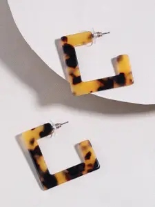 Tistabene Brown Contemporary Geometric Retro Half Hoop Earrings