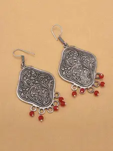 Tistabene Silver-Plated Red Contemporary Drop Earrings