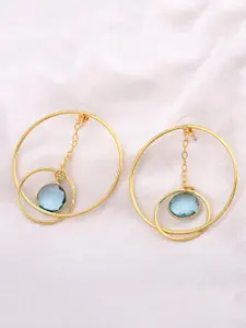 Tistabene Gold-Plated Blue Contemporary Drop Earrings