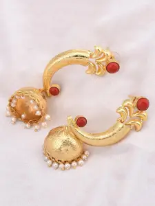 Tistabene Red Gold-Plated Stone Studded Handcrafted Jumkas