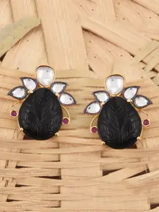 Tistabene Black Gold-Plated Contemporary Studs Earrings
