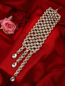 ANIKAS CREATION Women Gold-Toned & White Brass Gold-Plated Wraparound Bracelet