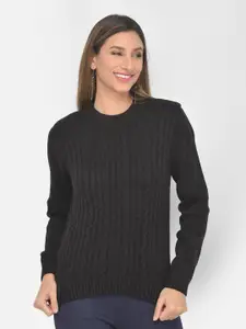 Latin Quarters Women Black Cable Knit Pullover