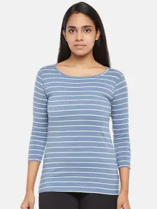 Dreamz by Pantaloons Women Blue & White Striped Lounge T-shirt