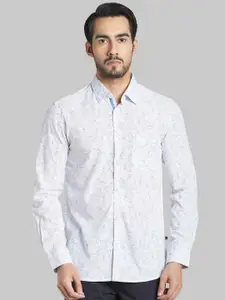 Parx Men Blue Slim Fit Floral Opaque Printed Casual Shirt