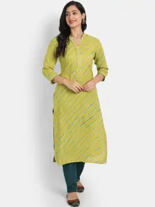 SUTI Women Olive Green Striped Gotta Patti Kurta