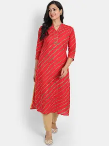 SUTI Women Red Striped Kurta