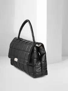Lino Perros Women Black Quilted Structured Satchel