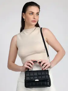 Lino Perros Women Black Quilted Structured Satchel