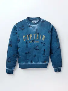 Ed-a-Mamma Boys Navy Blue Printed Sweatshirt