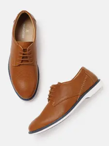 The Roadster Lifestyle Co Men Tan Brown Textured Derbys