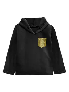 A.T.U.N. Girls Black & Gold-Toned Hooded Sweatshirt