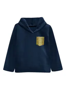 A.T.U.N. A T U N Girls Navy Blue Hooded Sweatshirt