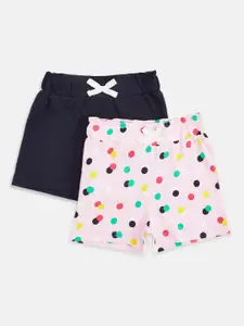 Pantaloons Baby Girls Pack of 2 Pink & Black Printed Regular Shorts
