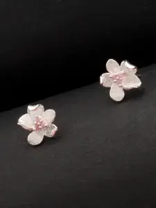Voylla Silver-Toned Love Paradise Little Floral Studs Earrings