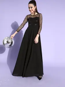 Miss Chase Black Sequin Empire Style Gown